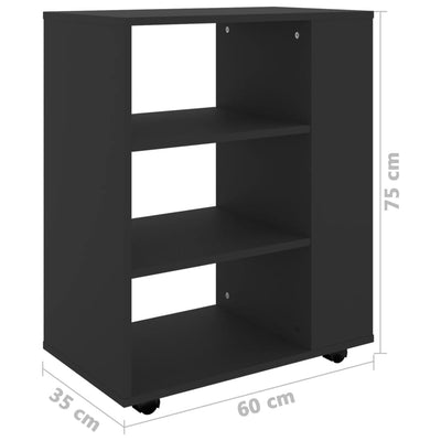 Kaappi pyörillä musta 60x35x75 cm tekninen puu