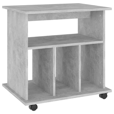 Kaappi pyörillä betoninharmaa 60x45x60 cm tekninen puu
