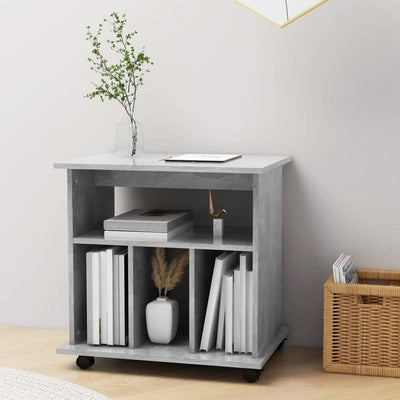 Kaappi pyörillä betoninharmaa 60x45x60 cm tekninen puu