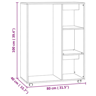 Vaatekaappi betoninharmaa 80x40x110 cm tekninen puu