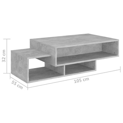 Sohvapöytä betoninharmaa 105x55x32 cm tekninen puu