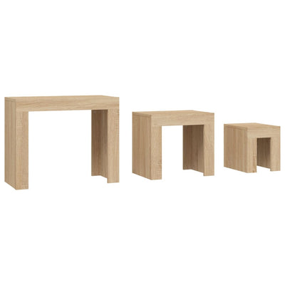 Sonoma-tammi sarjasohvapöydät Silveta (3 kpl lastulevy)