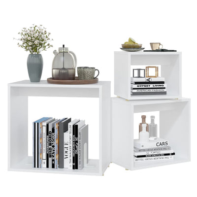 Valkoinen sarjapöydät Alberto 3 kpl (lastulevy)