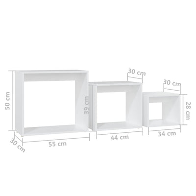 Valkoinen sarjapöydät Alberto 3 kpl (lastulevy)