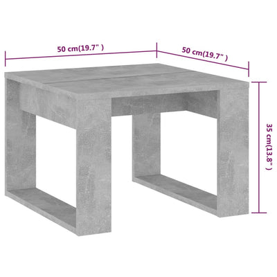 Sivupöytä betoninharmaa 50x50x35 cm tekninen puu