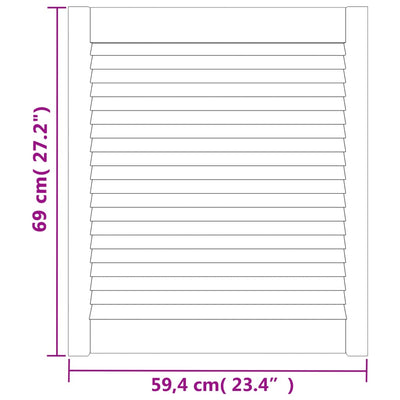 Kaapin ovet säleikkömuotoilu 2 kpl 69x59,4 cm täysi mänty