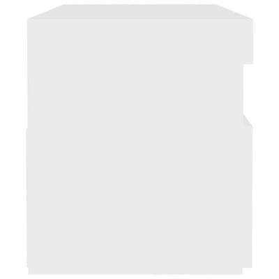 Valkoinen yöpöytä led-valoilla Moncilo 60x35x40cm (puinen)