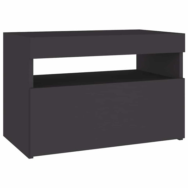 Yöpöytä LED-valoilla 2 kpl harmaa 60x35x40 cm tekninen puu