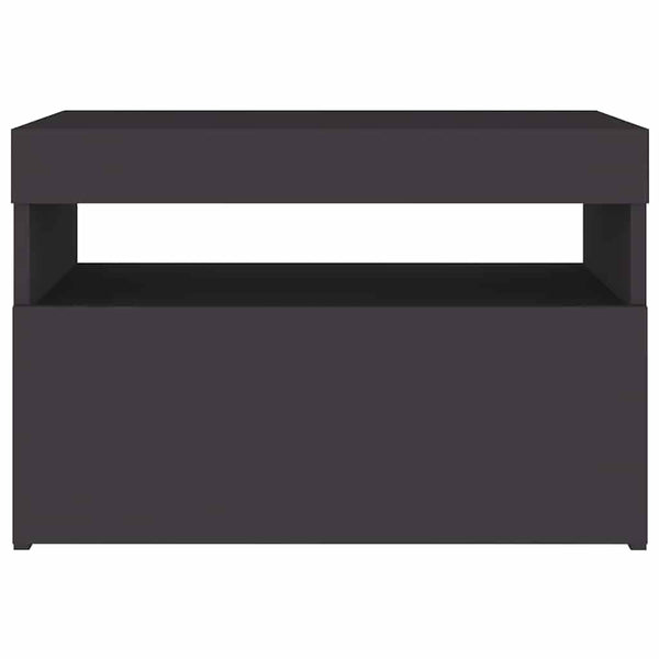 Yöpöytä LED-valoilla 2 kpl harmaa 60x35x40 cm tekninen puu