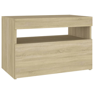 Yöpöytä LED-valoilla Sonoma-tammi 60x35x40 cm tekninen puu