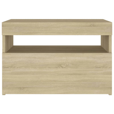 Yöpöytä LED-valoilla Sonoma-tammi 60x35x40 cm tekninen puu
