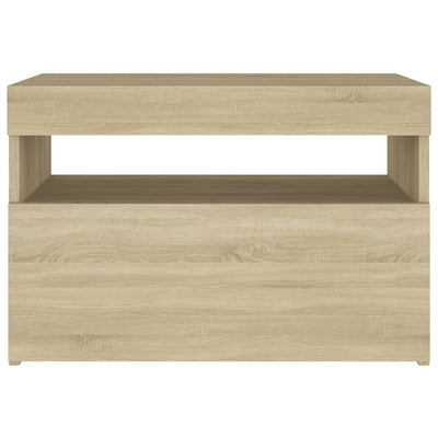 Yöpöytä LED-valoilla 2 kpl Sonoma-tammi 60x35x40 cm