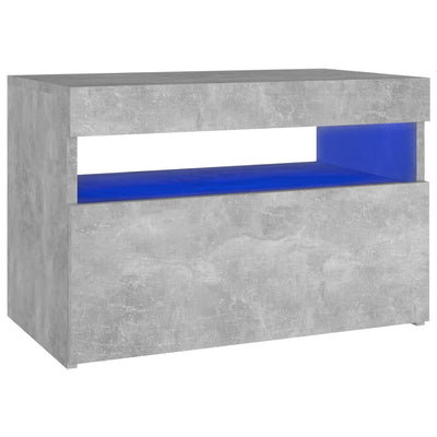Yöpöytä LED-valoilla betoninharmaa 60x35x40 cm