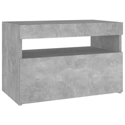 Betoninharmaa yöpöytä led-valoilla Moncilo 60x35x40cm (2 kpl)