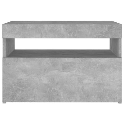 Yöpöytä LED-valoilla 2 kpl betoninharmaa 60x35x40 cm