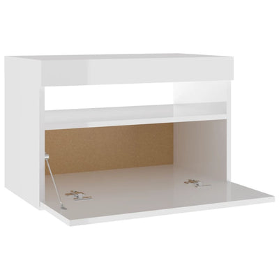 Yöpöytä LED-valoilla 2 kpl korkeakiilto valkoinen 60x35x40 cm