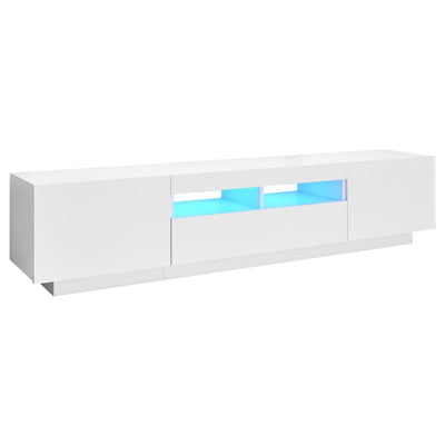 TV-taso LED-valoilla valkoinen 180x35x40 cm