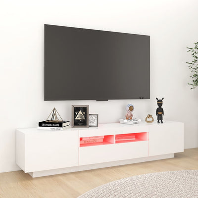 TV-taso LED-valoilla valkoinen 180x35x40 cm