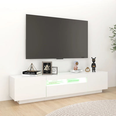 TV-taso LED-valoilla valkoinen 180x35x40 cm