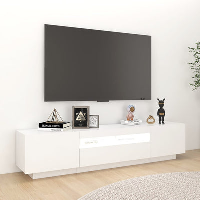 TV-taso LED-valoilla valkoinen 180x35x40 cm