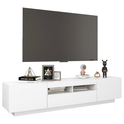 TV-taso LED-valoilla valkoinen 180x35x40 cm