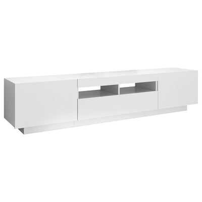 TV-taso LED-valoilla valkoinen 180x35x40 cm