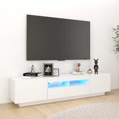 TV-taso LED-valoilla valkoinen 180x35x40 cm