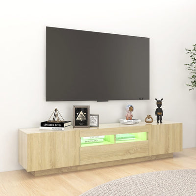 TV-taso LED-valoilla Sonoma-tammi 180x35x40 cm