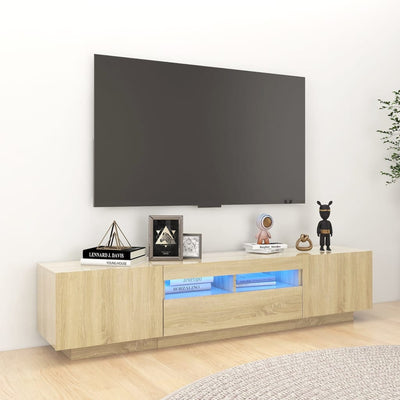 TV-taso LED-valoilla Sonoma-tammi 180x35x40 cm