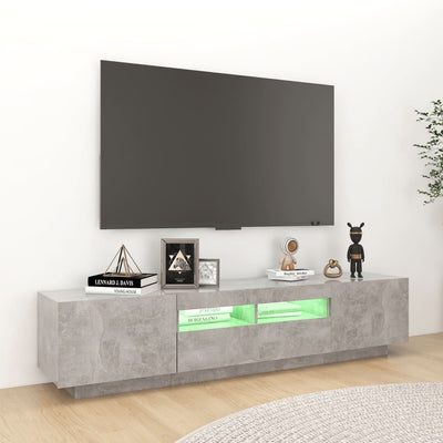 TV-taso LED-valoilla betoninharmaa 180x35x40 cm