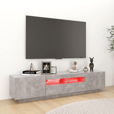 TV-taso LED-valoilla betoninharmaa 180x35x40 cm