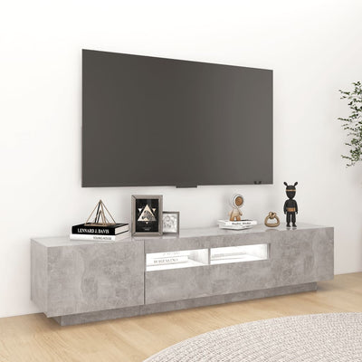 TV-taso LED-valoilla betoninharmaa 180x35x40 cm