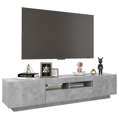 TV-taso LED-valoilla betoninharmaa 180x35x40 cm