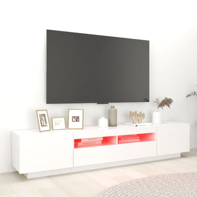 TV-taso LED-valoilla valkoinen 200x35x40 cm