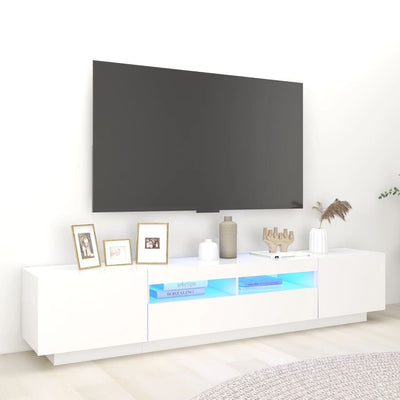TV-taso LED-valoilla valkoinen 200x35x40 cm