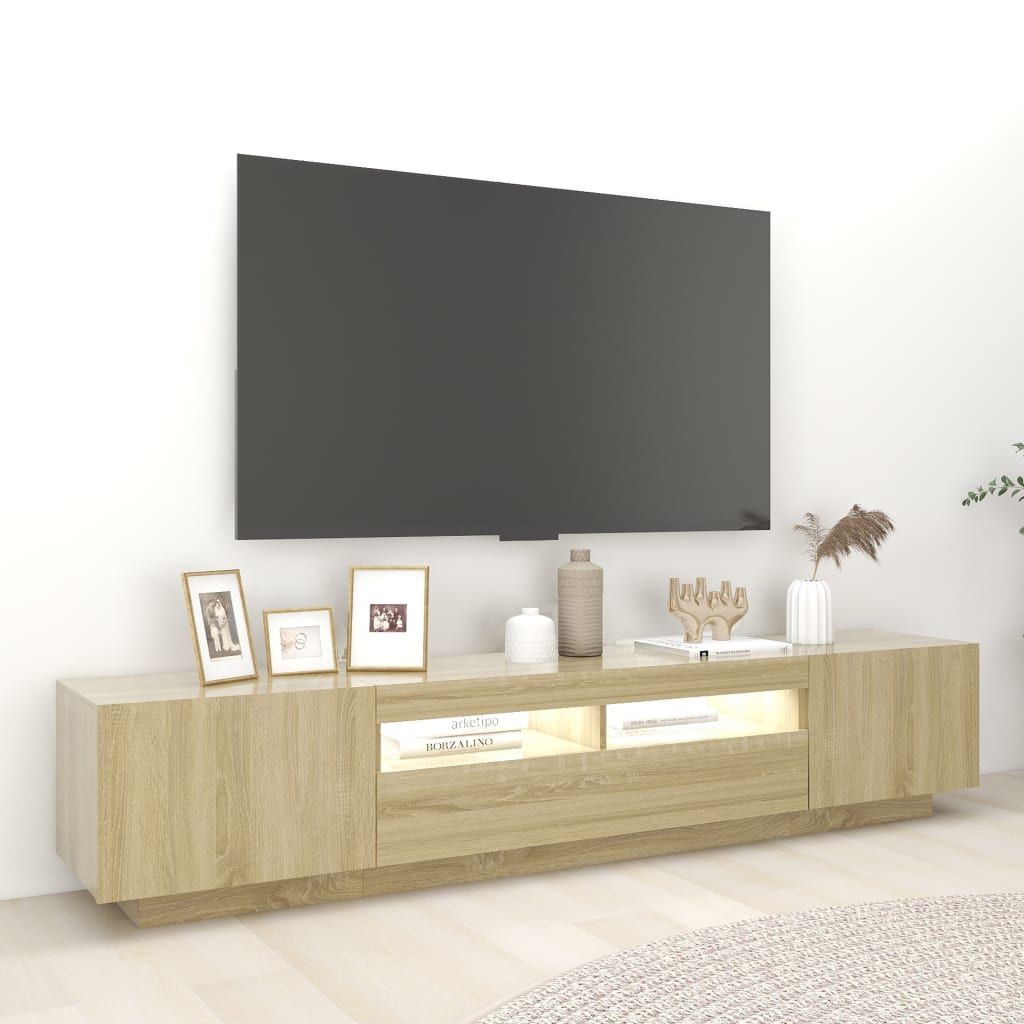 Sonoma tammi tv-taso led-valoilla Cipria 200x35x40cm