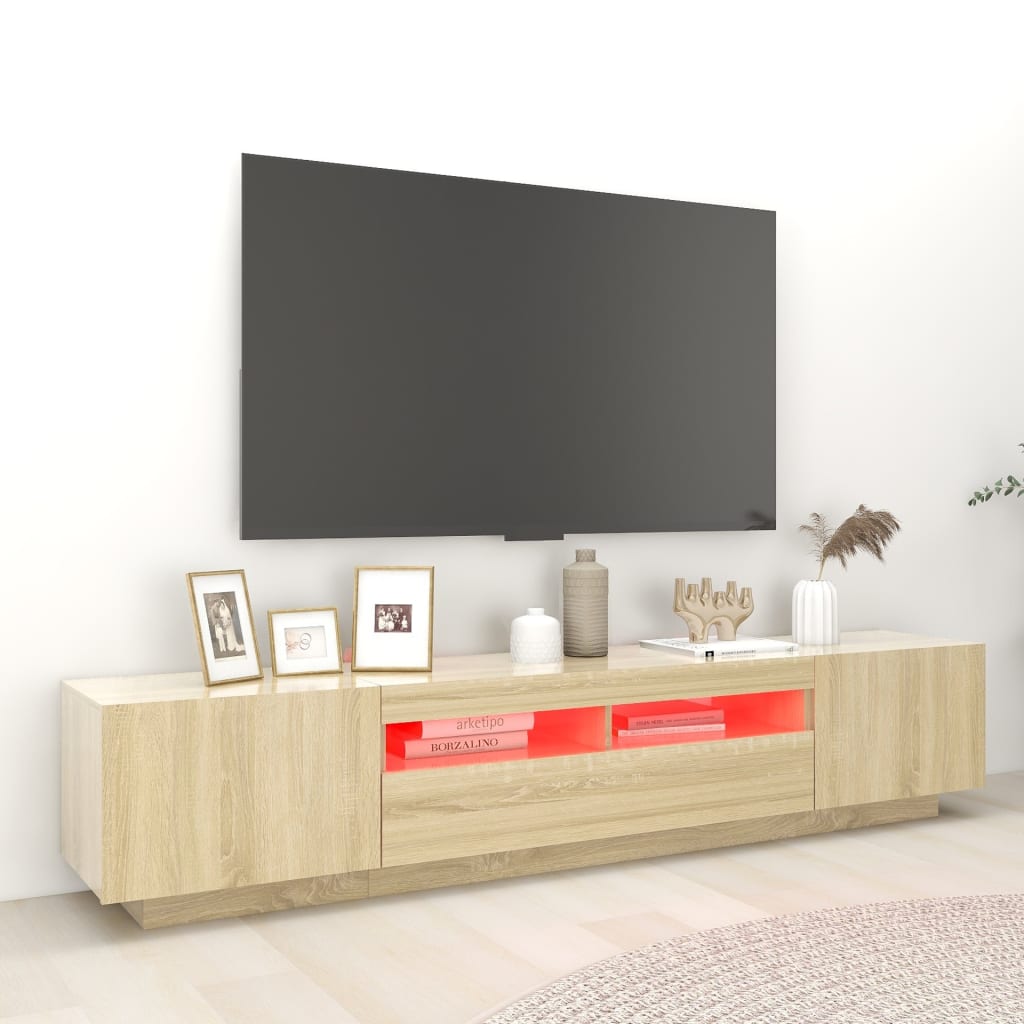 Sonoma tammi tv-taso led-valoilla Cipria 200x35x40cm