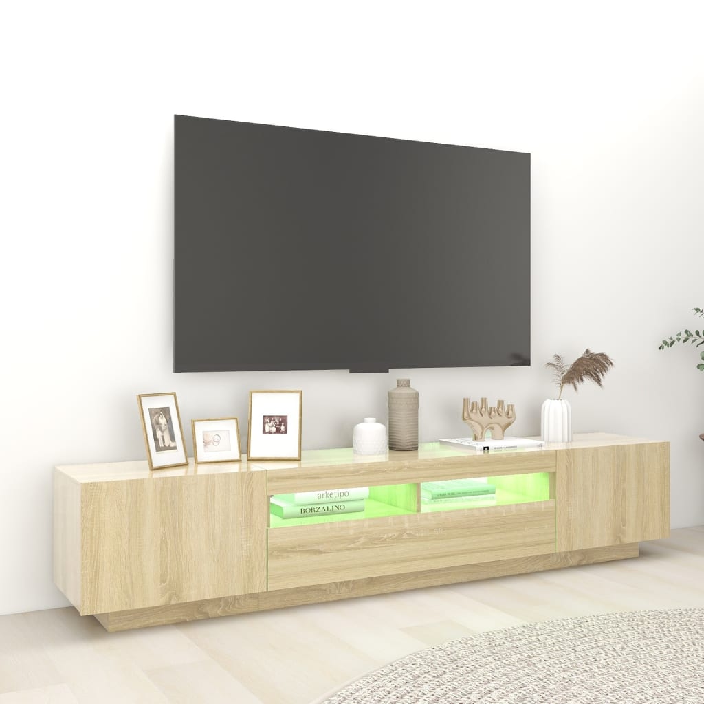 Sonoma tammi tv-taso led-valoilla Cipria 200x35x40cm