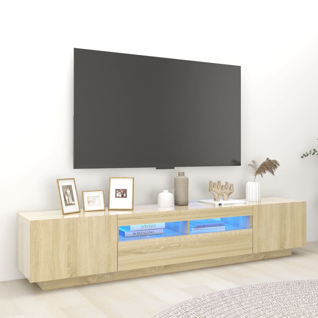 Sonoma tammi tv-taso led-valoilla Cipria 200x35x40cm
