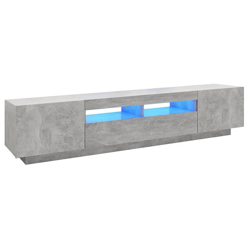 Betoninharmaa tv-taso led-valoilla Cipria 200x35x40cm