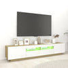 TV-taso LED-valoilla valkoinen ja Sonoma-tammi 200x35x40 cm
