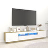TV-taso LED-valoilla valkoinen ja Sonoma-tammi 200x35x40 cm