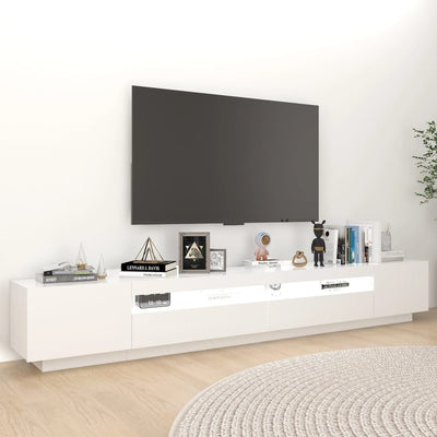 TV-taso LED-valoilla valkoinen 260x35x40 cm