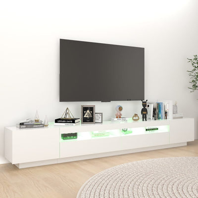 TV-taso LED-valoilla valkoinen 260x35x40 cm