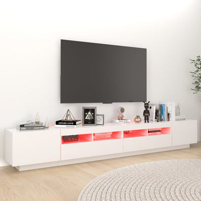 TV-taso LED-valoilla valkoinen 260x35x40 cm