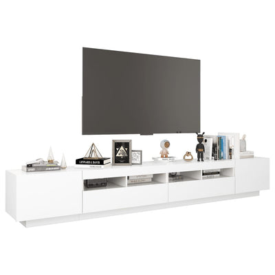 TV-taso LED-valoilla valkoinen 260x35x40 cm