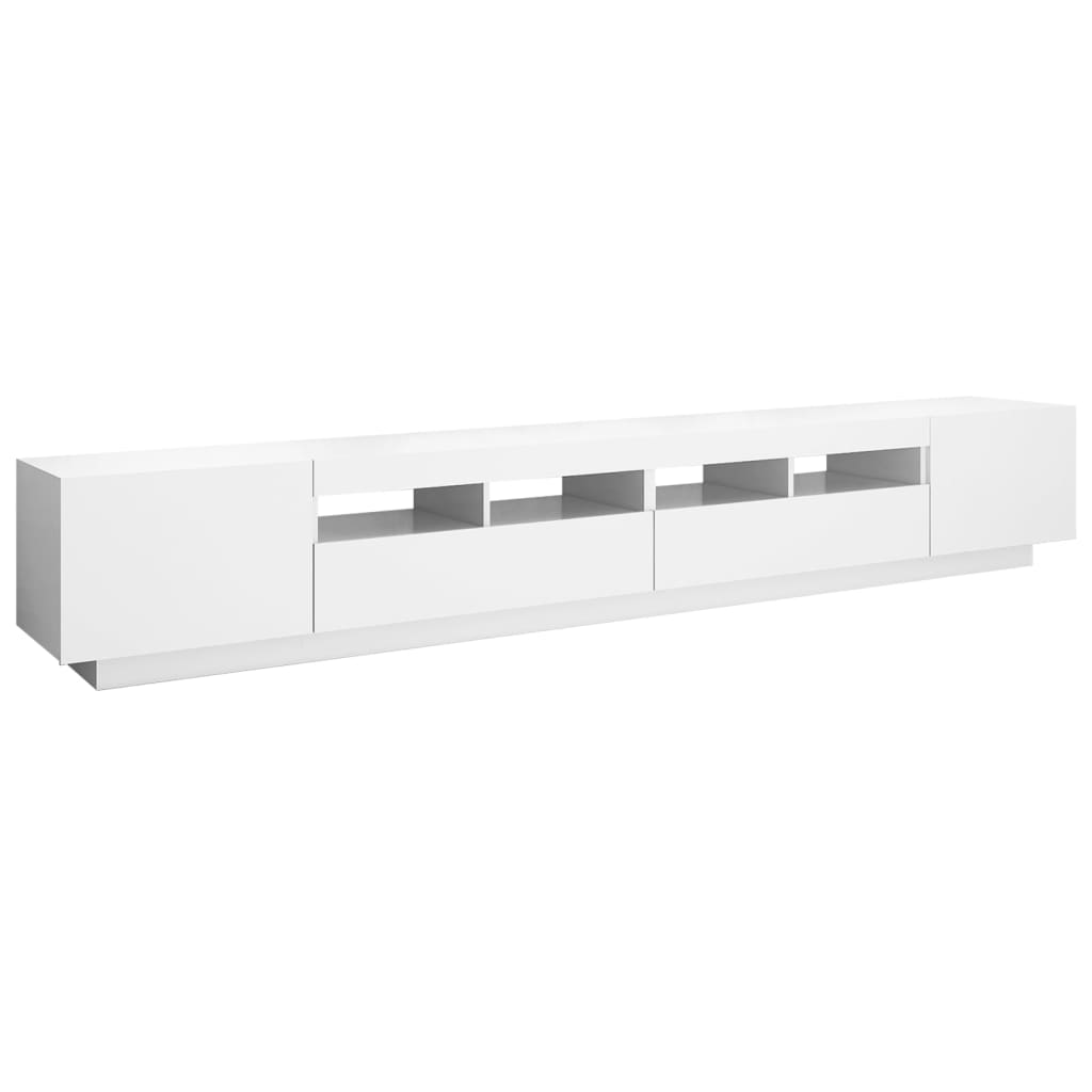 Valkoinen tv-taso led-valoilla Tanvuia 260x35x40cm