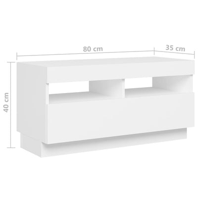 TV-taso LED-valoilla valkoinen 260x35x40 cm