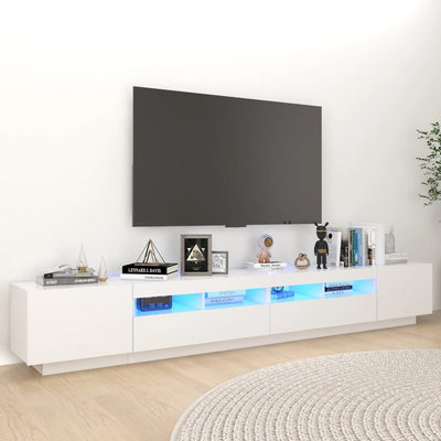 TV-taso LED-valoilla valkoinen 260x35x40 cm
