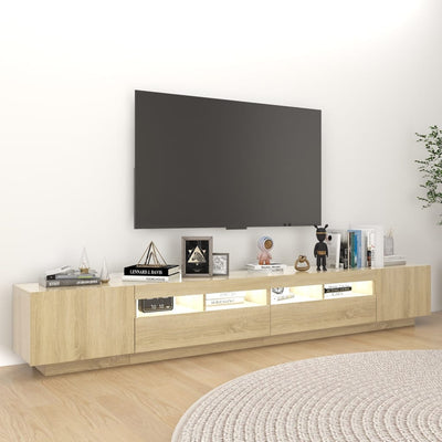 TV-taso LED-valoilla Sonoma-tammi 260x35x40 cm